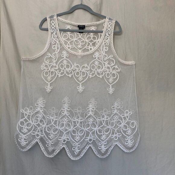torrid Tops - Torrid Sheer Cream Tank - Sleeveless Top - Scalloped Bottom Edge - Sz 2